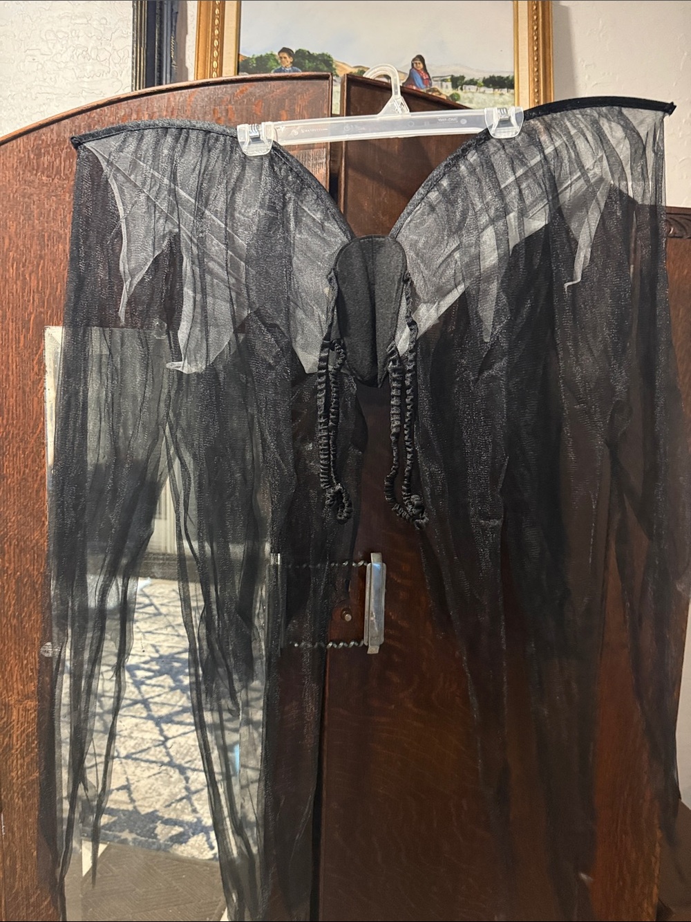 Medium Black Sheer Mesh Wings Flowy